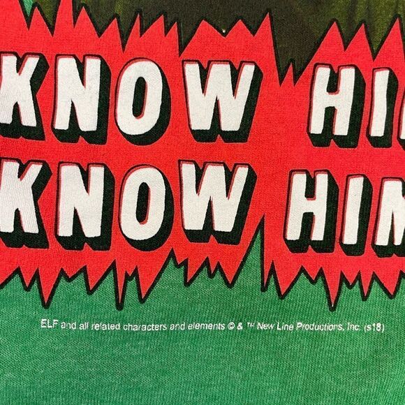 Elf Movie Santa's Coming I Know Him Graphic T-shirt Men XXL Green Short Sleeve - Picture 3 of 6